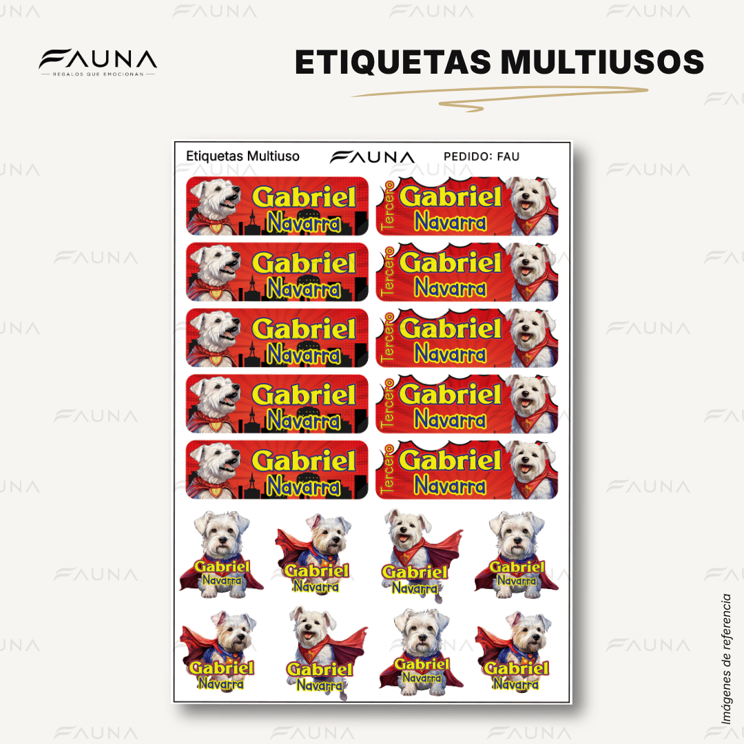Perro Súper Héroe 🐶 - Etiquetas Escolares Premium Personalizadas