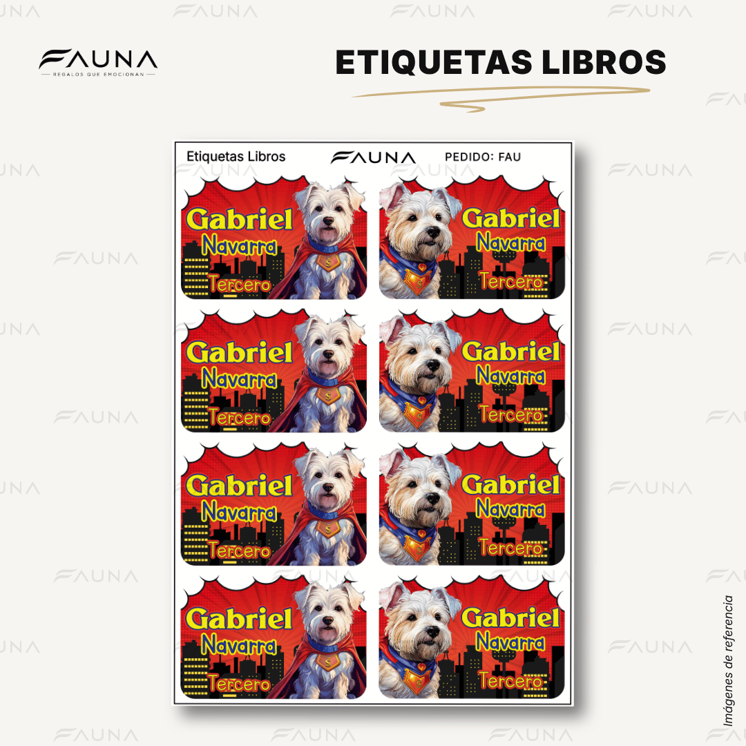 Perro Súper Héroe 🐶 - Etiquetas Escolares Premium Personalizadas