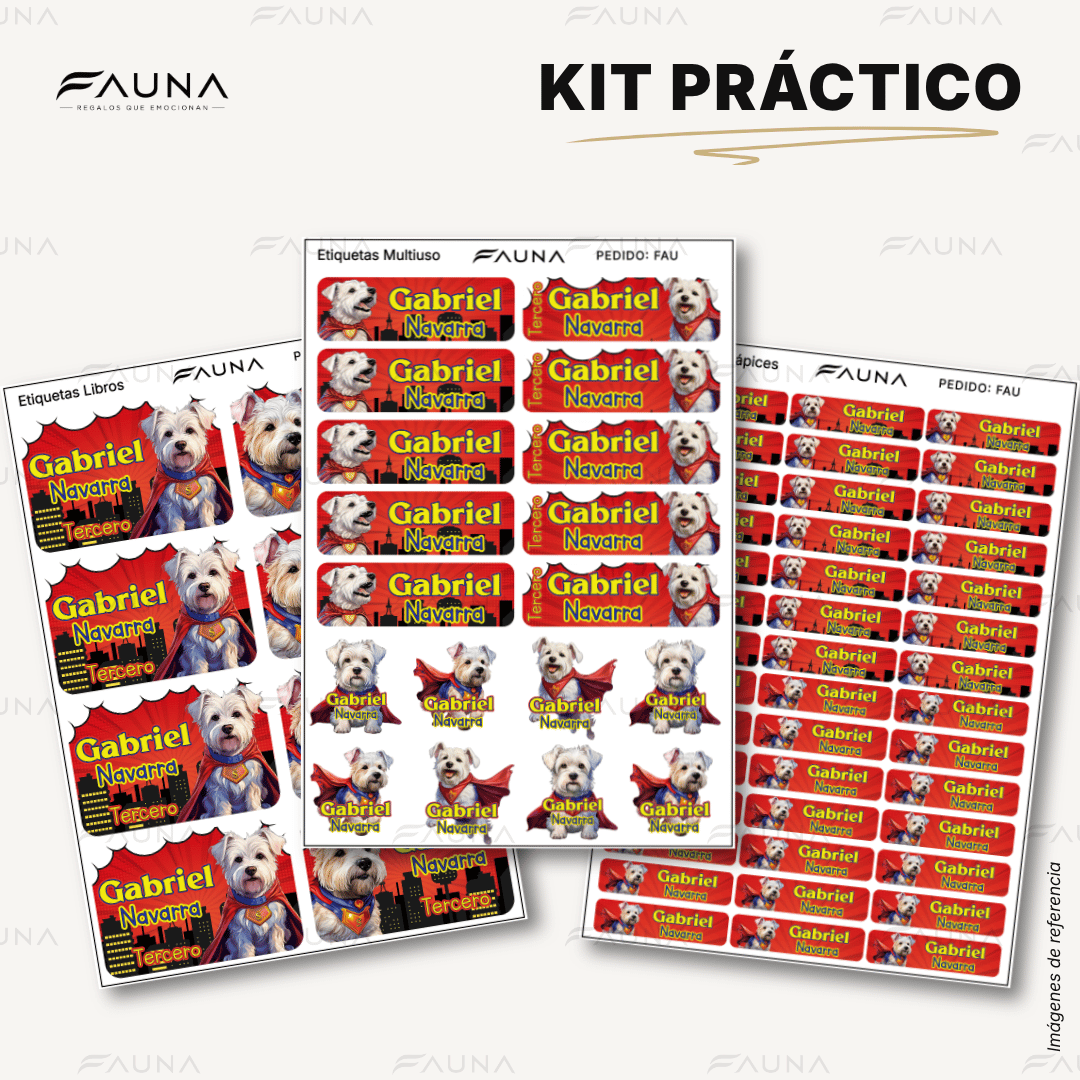 Perro Súper Héroe 🐶 - Etiquetas Escolares Premium Personalizadas