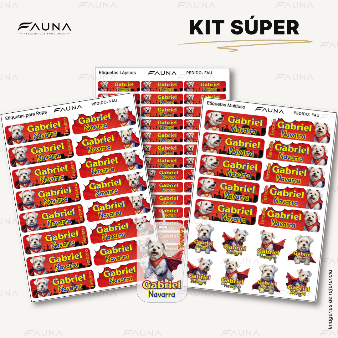 Perro Súper Héroe 🐶 - Etiquetas Escolares Premium Personalizadas