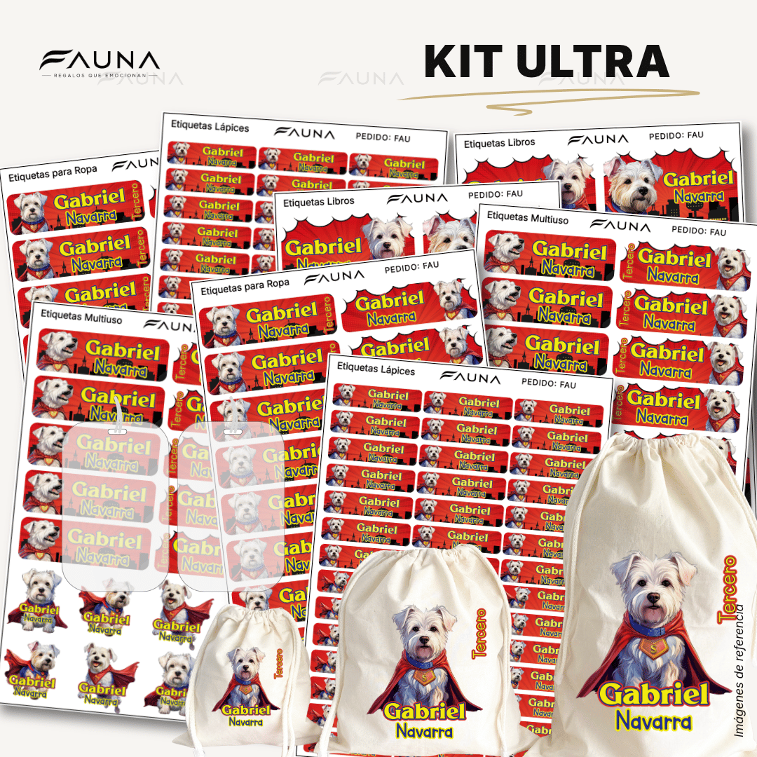 Perro Súper Héroe 🐶 - Etiquetas Escolares Premium Personalizadas