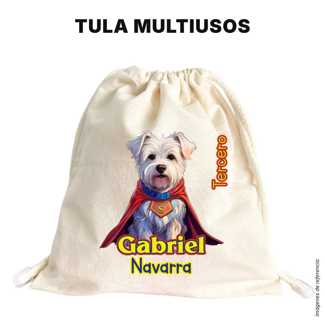 Perro Súper Héroe – Etiquetas Escolares Personalizadas