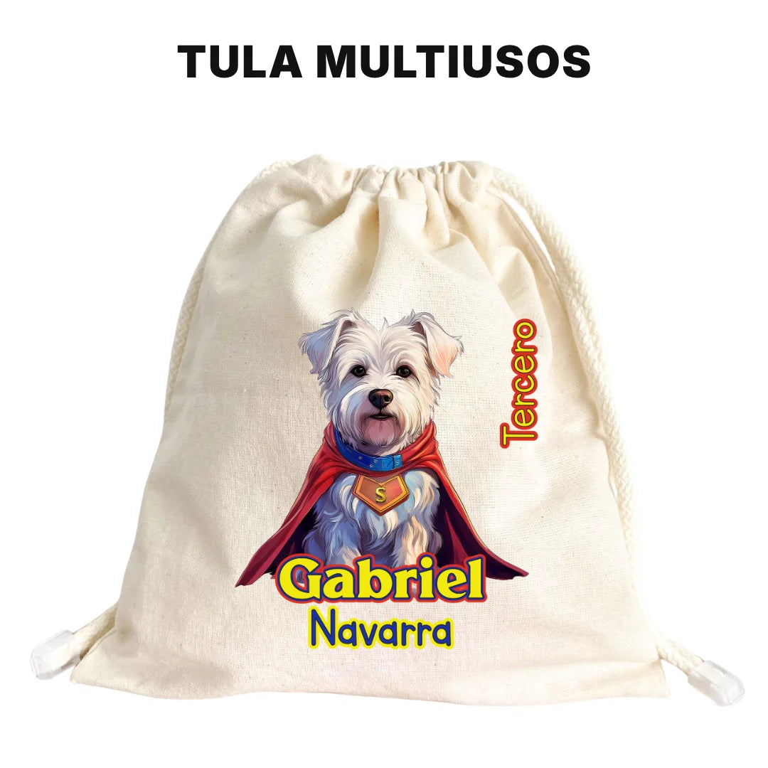 Perro Súper Héroe – Etiquetas Escolares Personalizadas