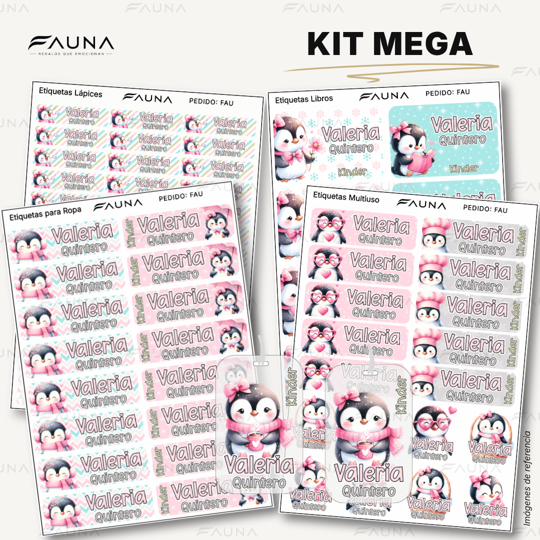 Pingüina 🐧 - Etiquetas Escolares Premium Personalizadas