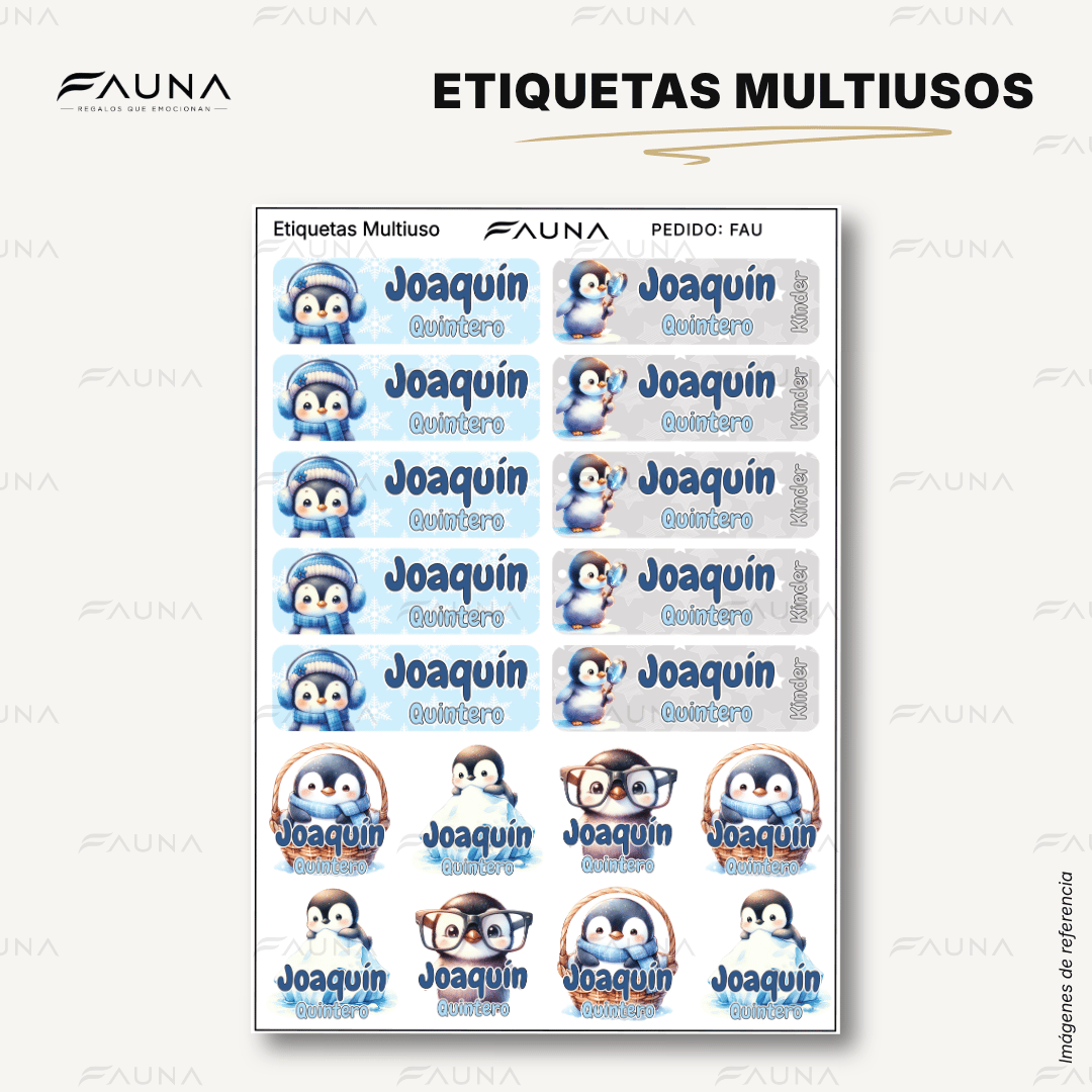 Pingüino ❄️ - Etiquetas Escolares Premium Personalizadas