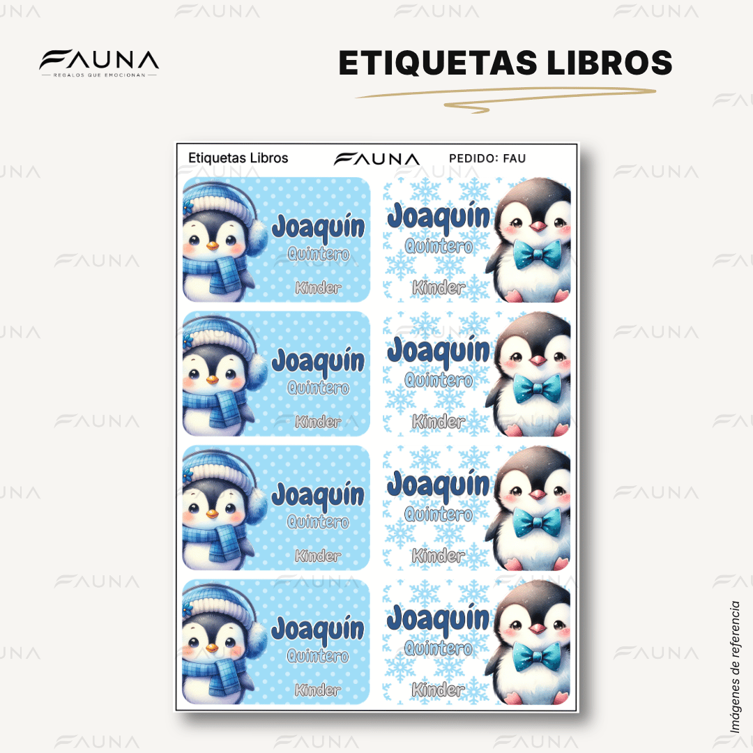Pingüino ❄️ - Etiquetas Escolares Premium Personalizadas