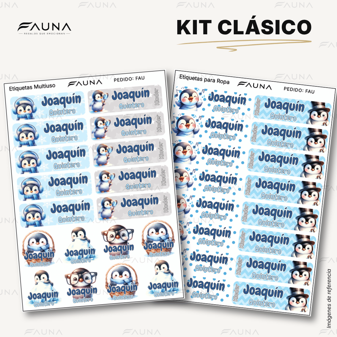 Pingüino ❄️ - Etiquetas Escolares Premium Personalizadas