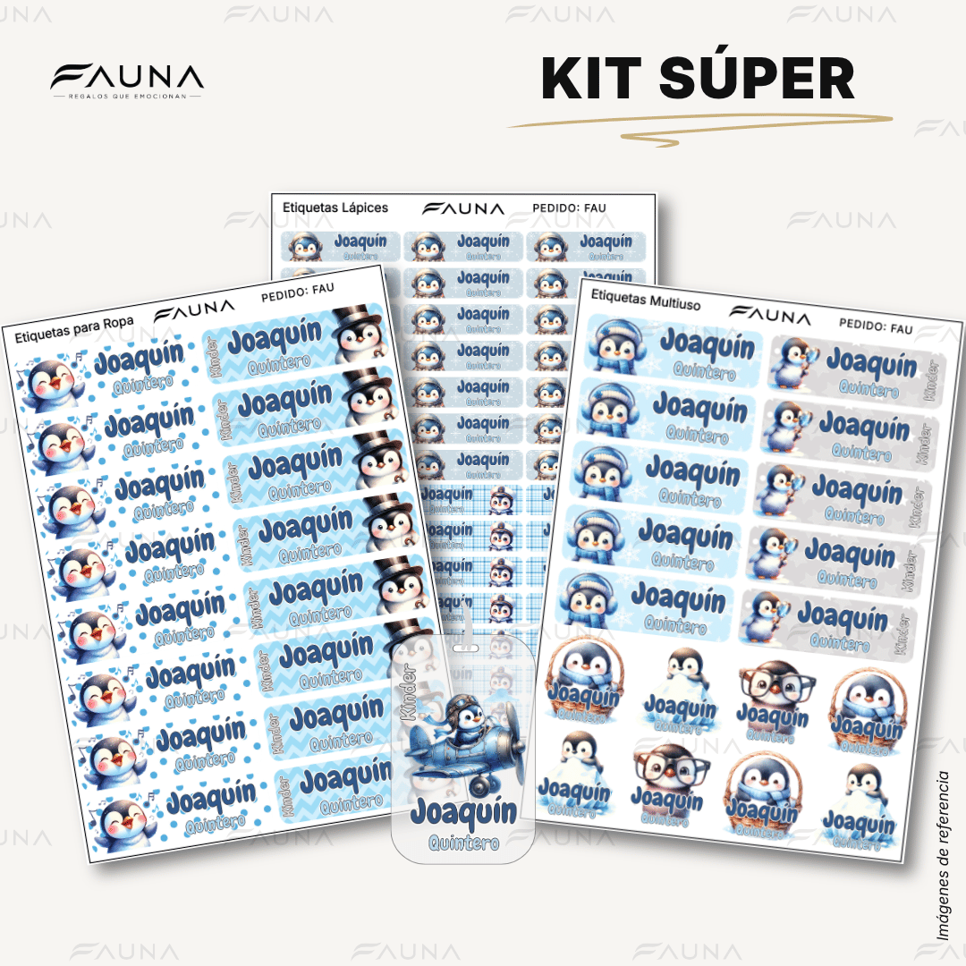 Pingüino ❄️ - Etiquetas Escolares Premium Personalizadas