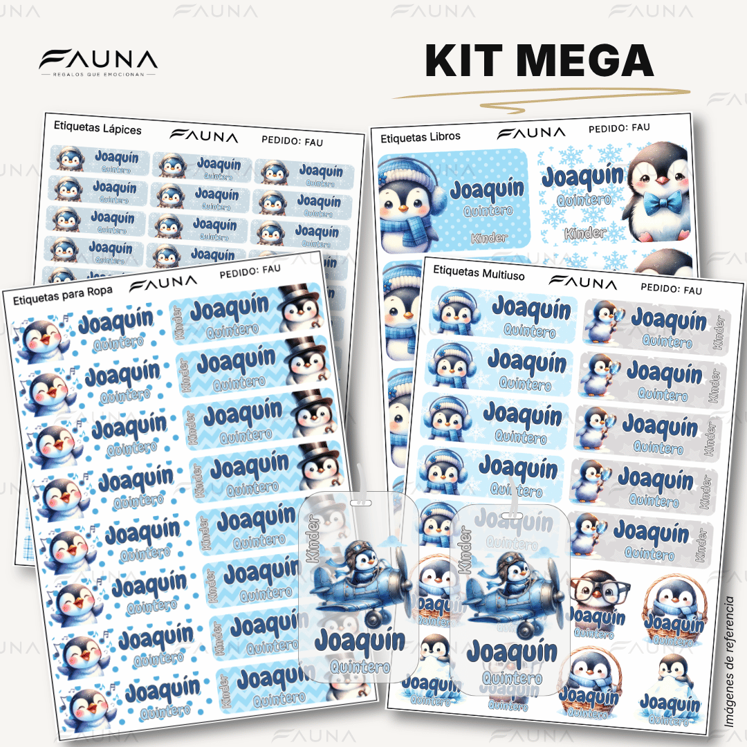 Pingüino ❄️ - Etiquetas Escolares Premium Personalizadas