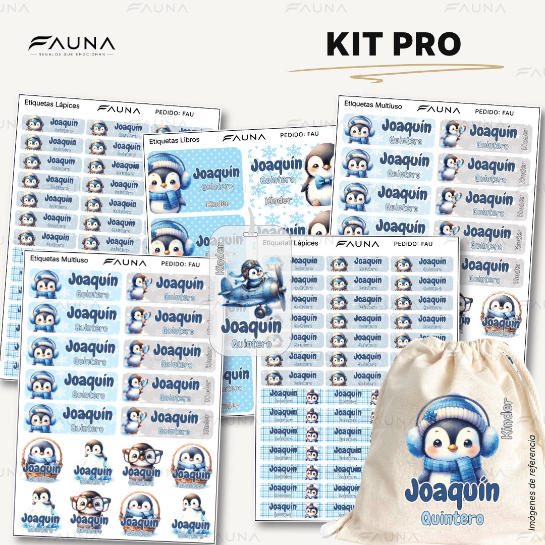 Pingüino ❄️ - Etiquetas Escolares Premium Personalizadas