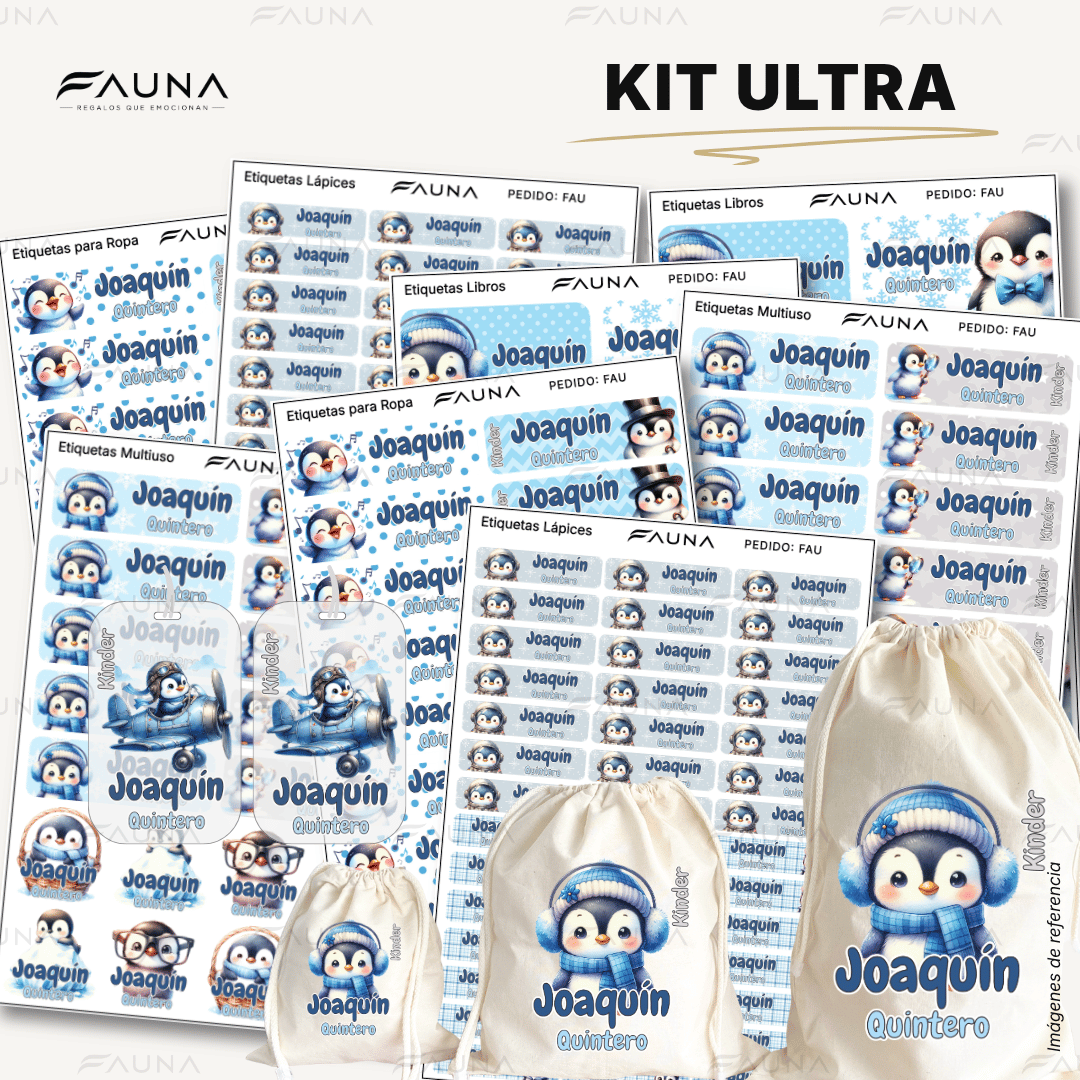 Pingüino ❄️ - Etiquetas Escolares Premium Personalizadas