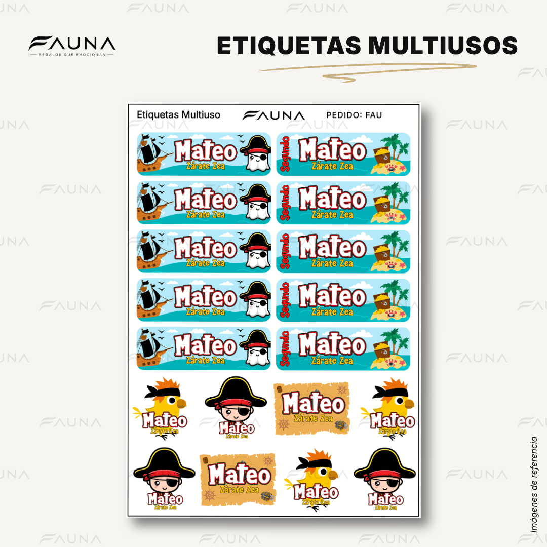 Piratas 🦜 - Etiquetas Escolares Premium Personalizadas