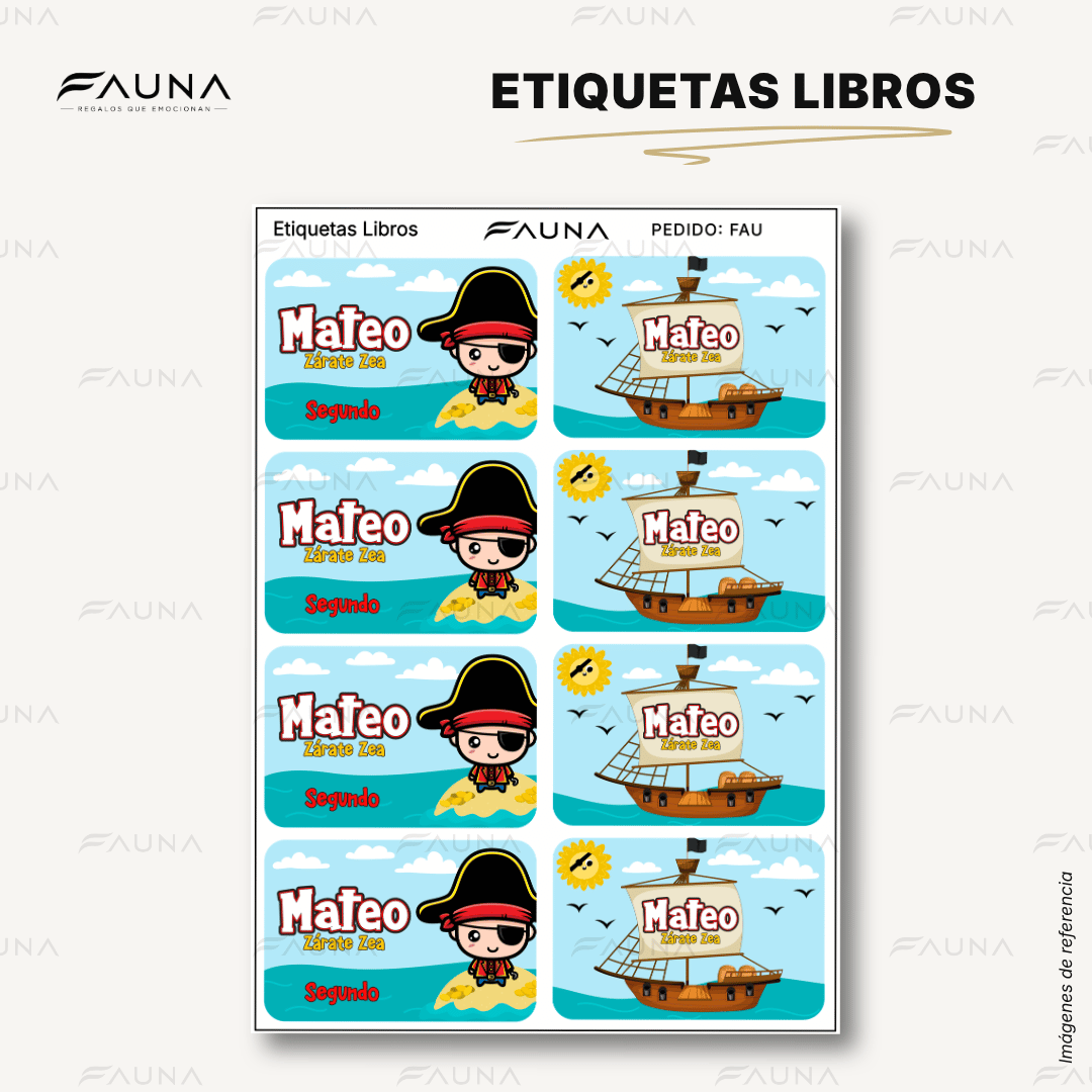 Piratas 🦜 - Etiquetas Escolares Premium Personalizadas