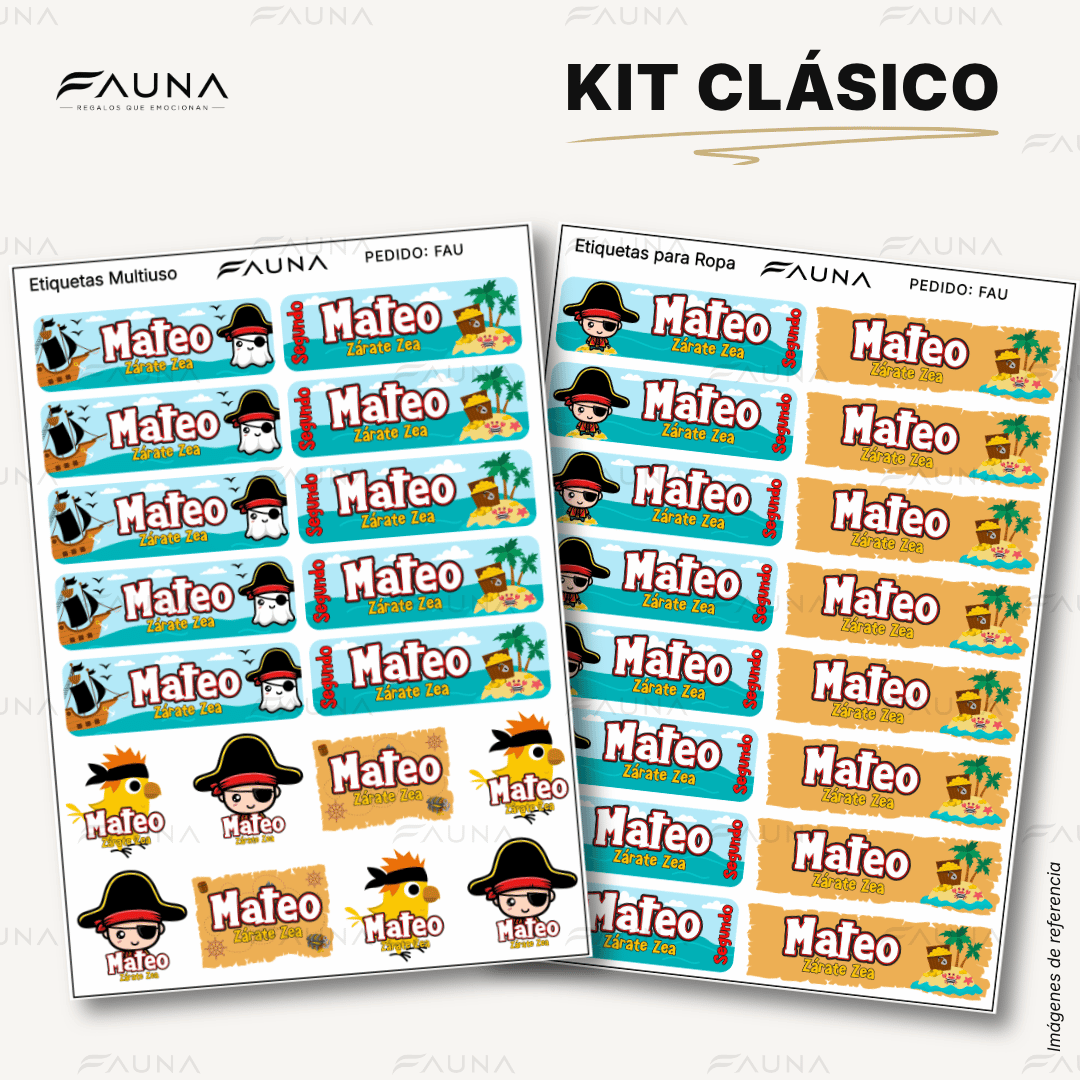 Piratas 🦜 - Etiquetas Escolares Premium Personalizadas
