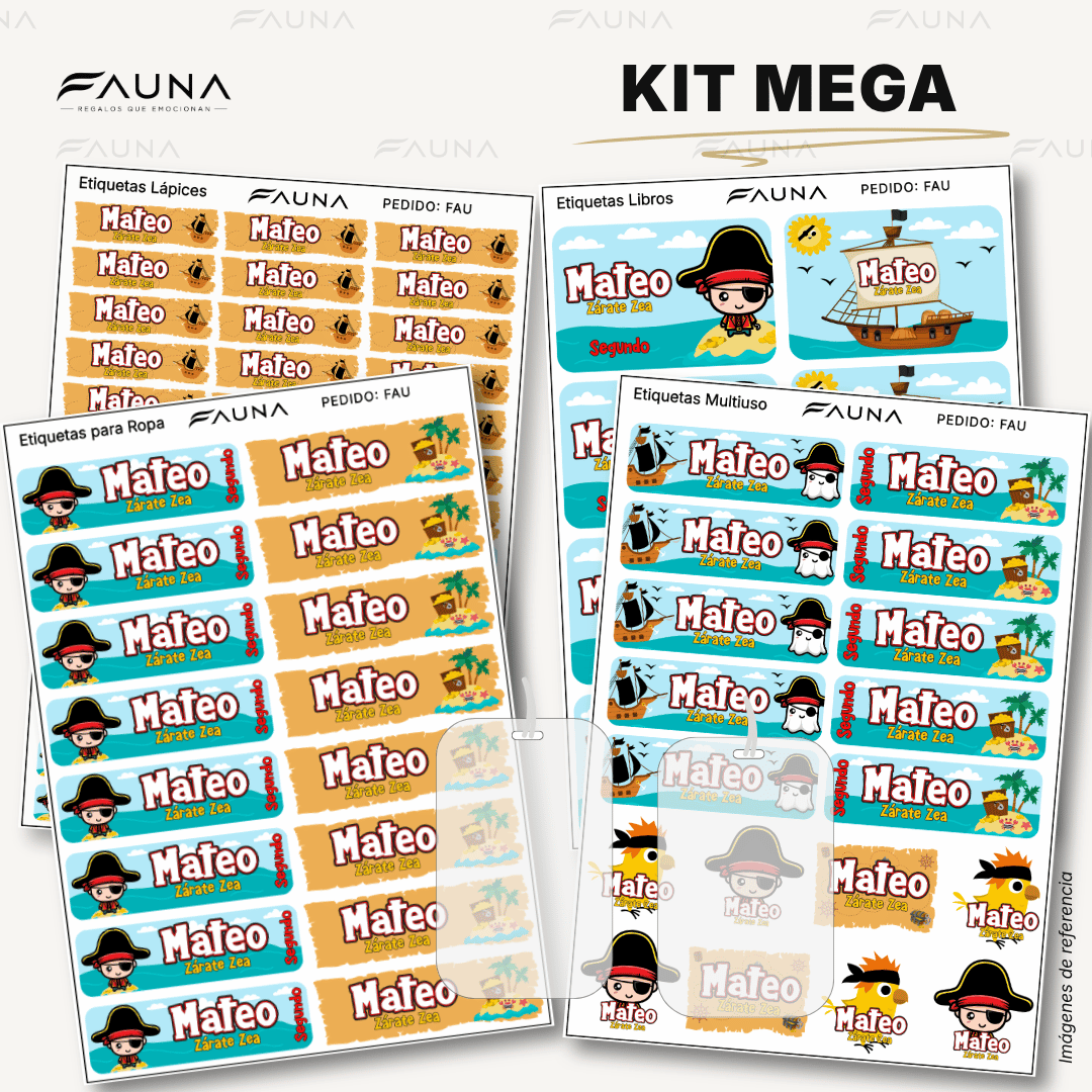 Piratas 🦜 - Etiquetas Escolares Premium Personalizadas