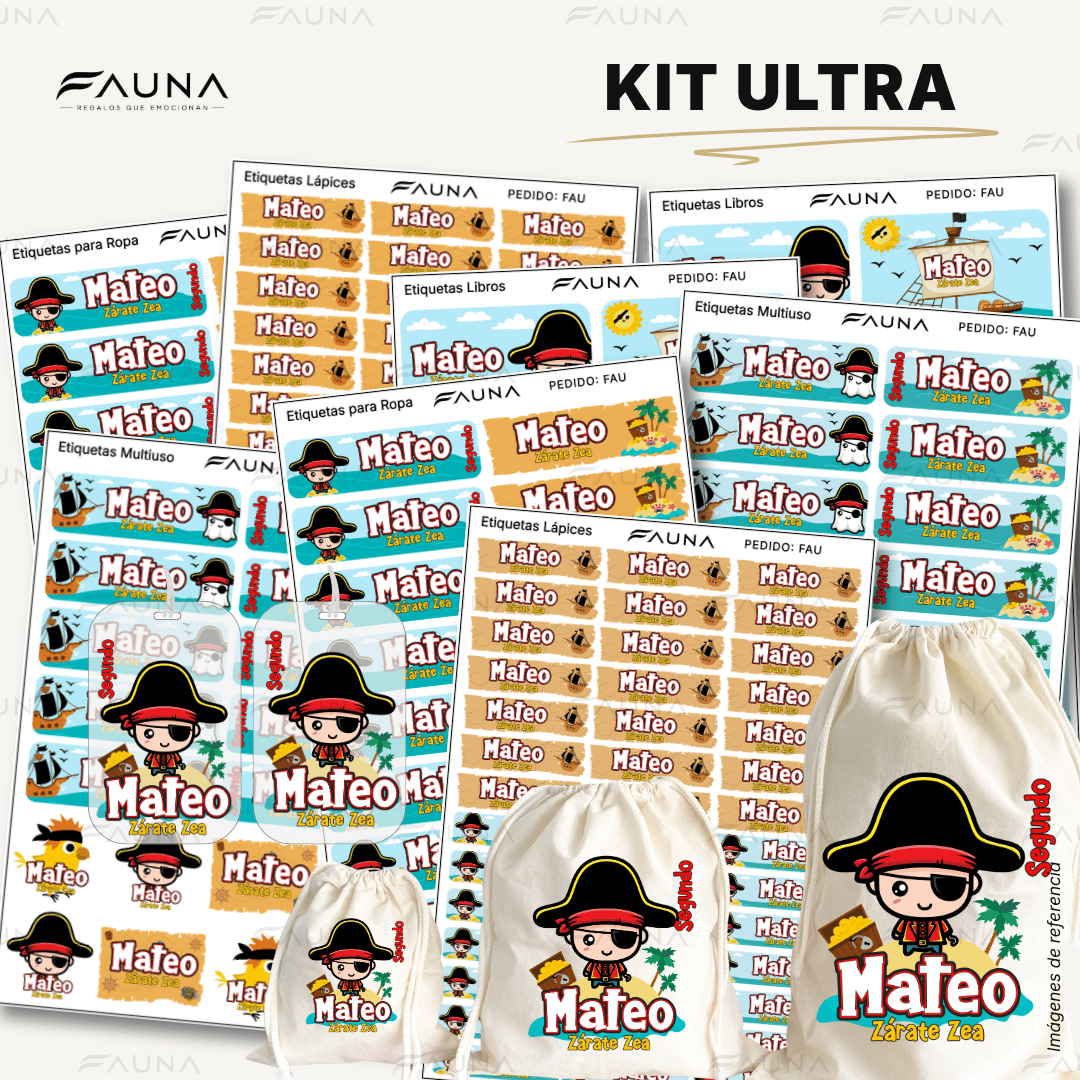Piratas 🦜 - Etiquetas Escolares Premium Personalizadas