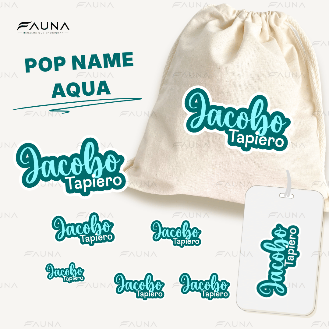 Pop Name – Aqua 💧 - Etiquetas Escolares Premium Personalizadas