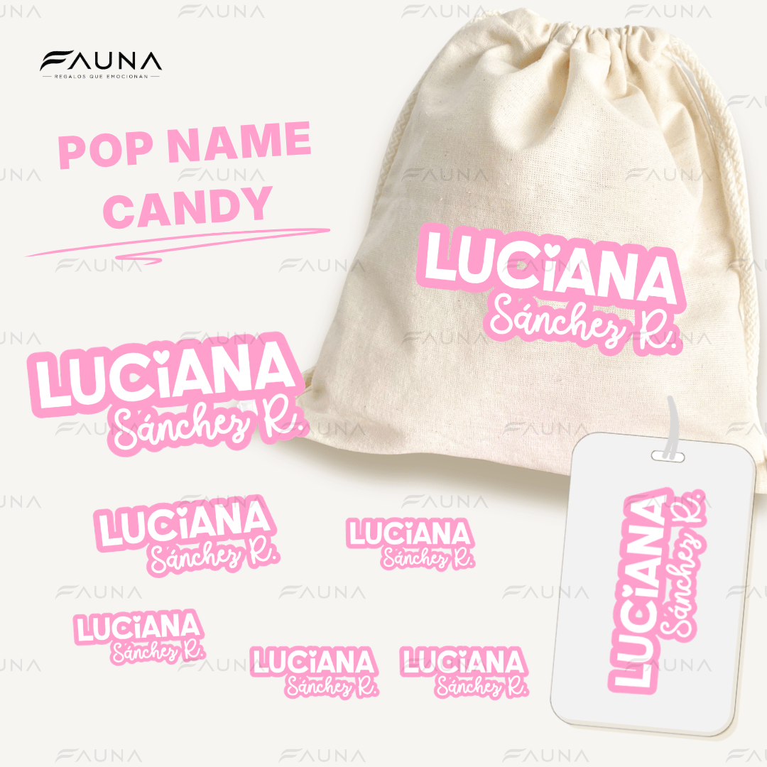 Pop Name – Candy 🩷 - Etiquetas Escolares Premium Personalizadas