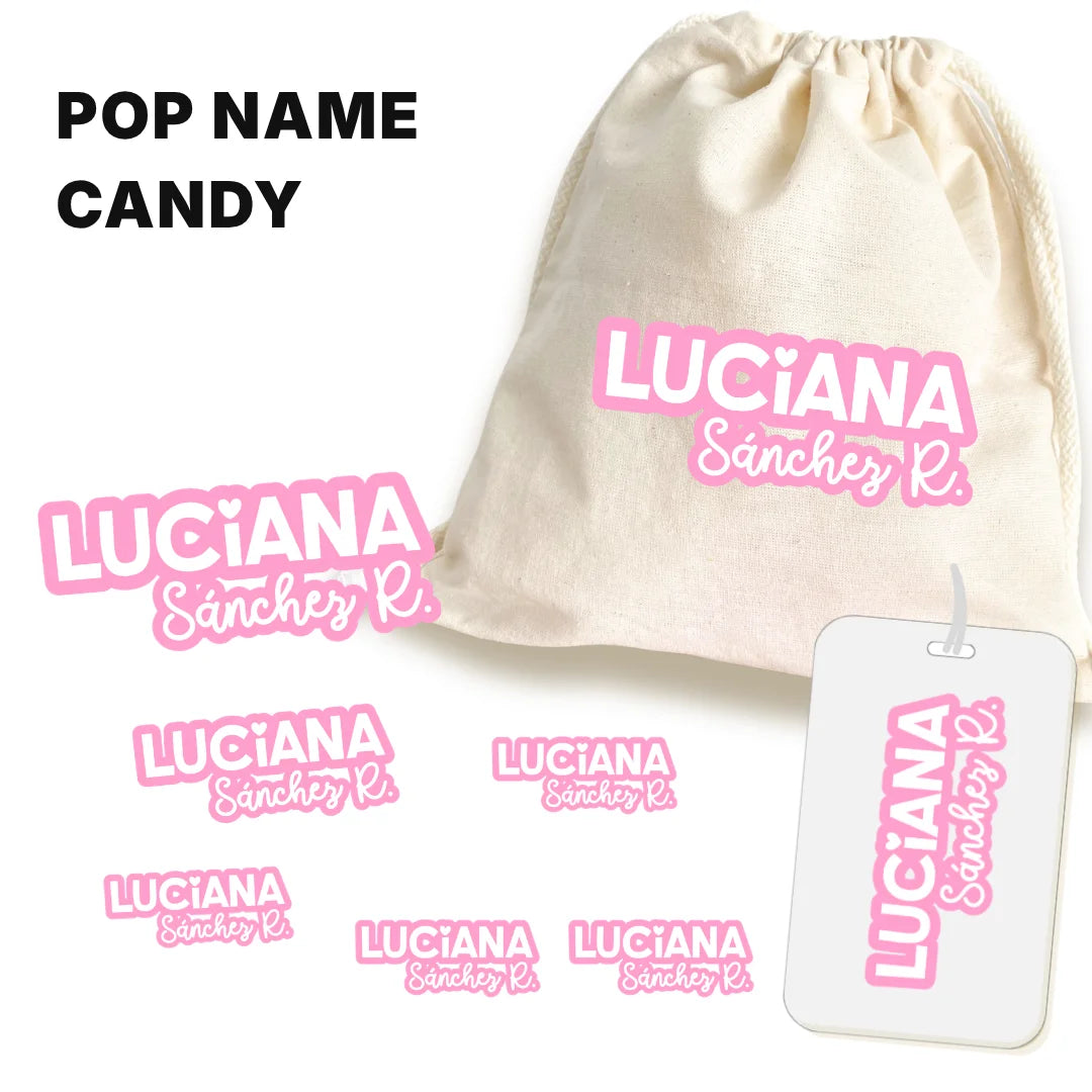 Pop Name Candy – Etiquetas Escolares Personalizadas