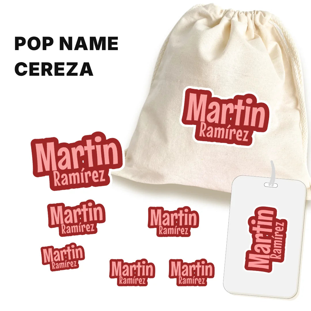 Pop Name Cereza – Etiquetas Escolares Personalizadas