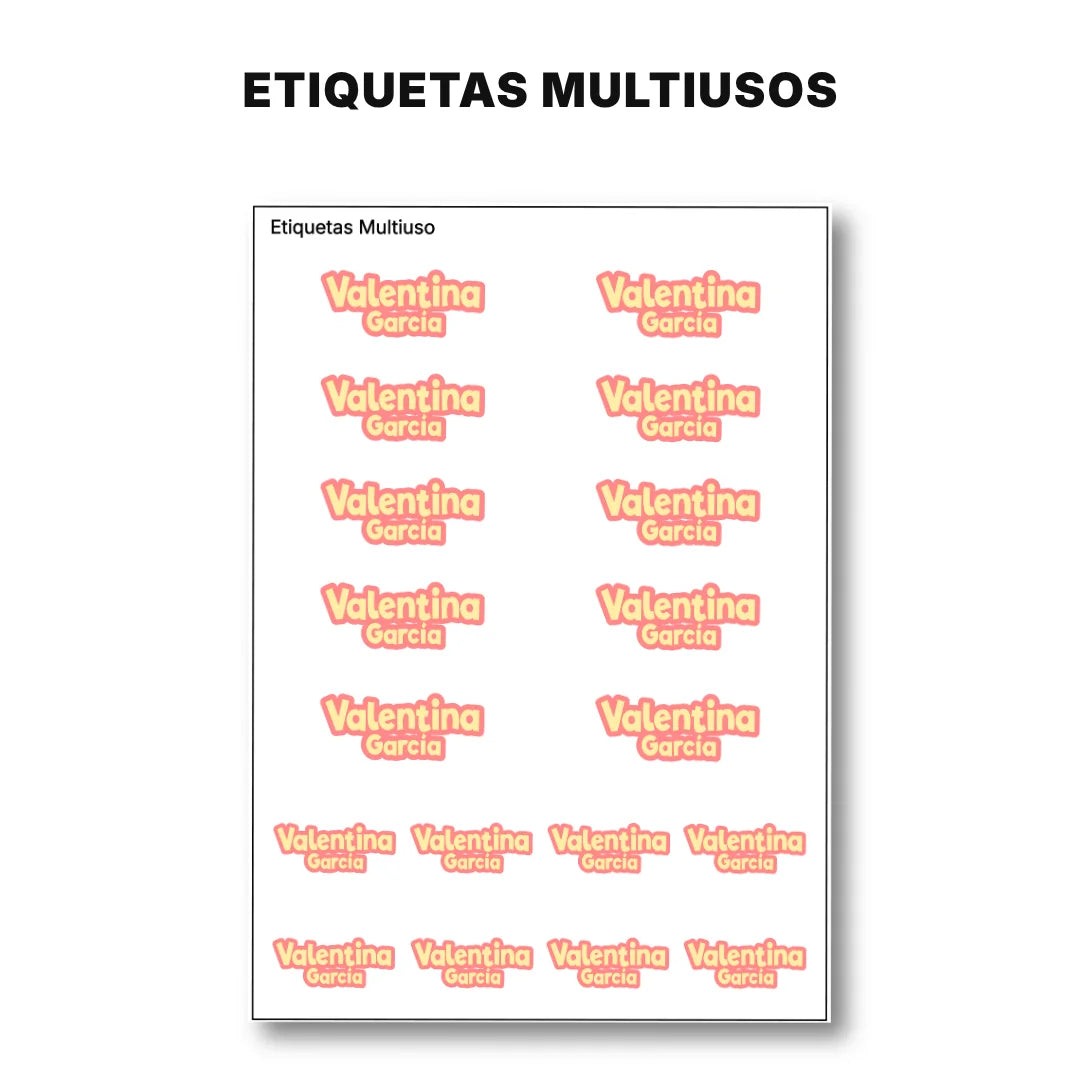 Pop Name Durazno – Etiquetas Escolares Personalizadas
