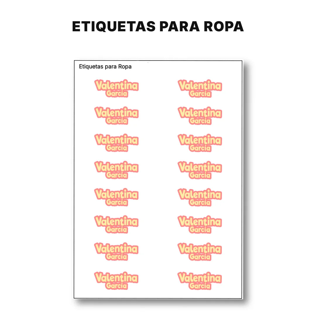 Pop Name Durazno – Etiquetas Escolares Personalizadas