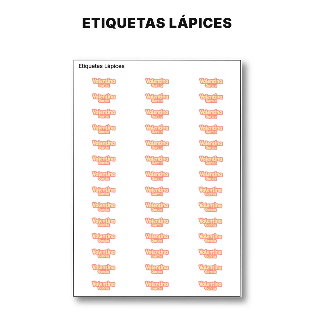 Pop Name Durazno – Etiquetas Escolares Personalizadas