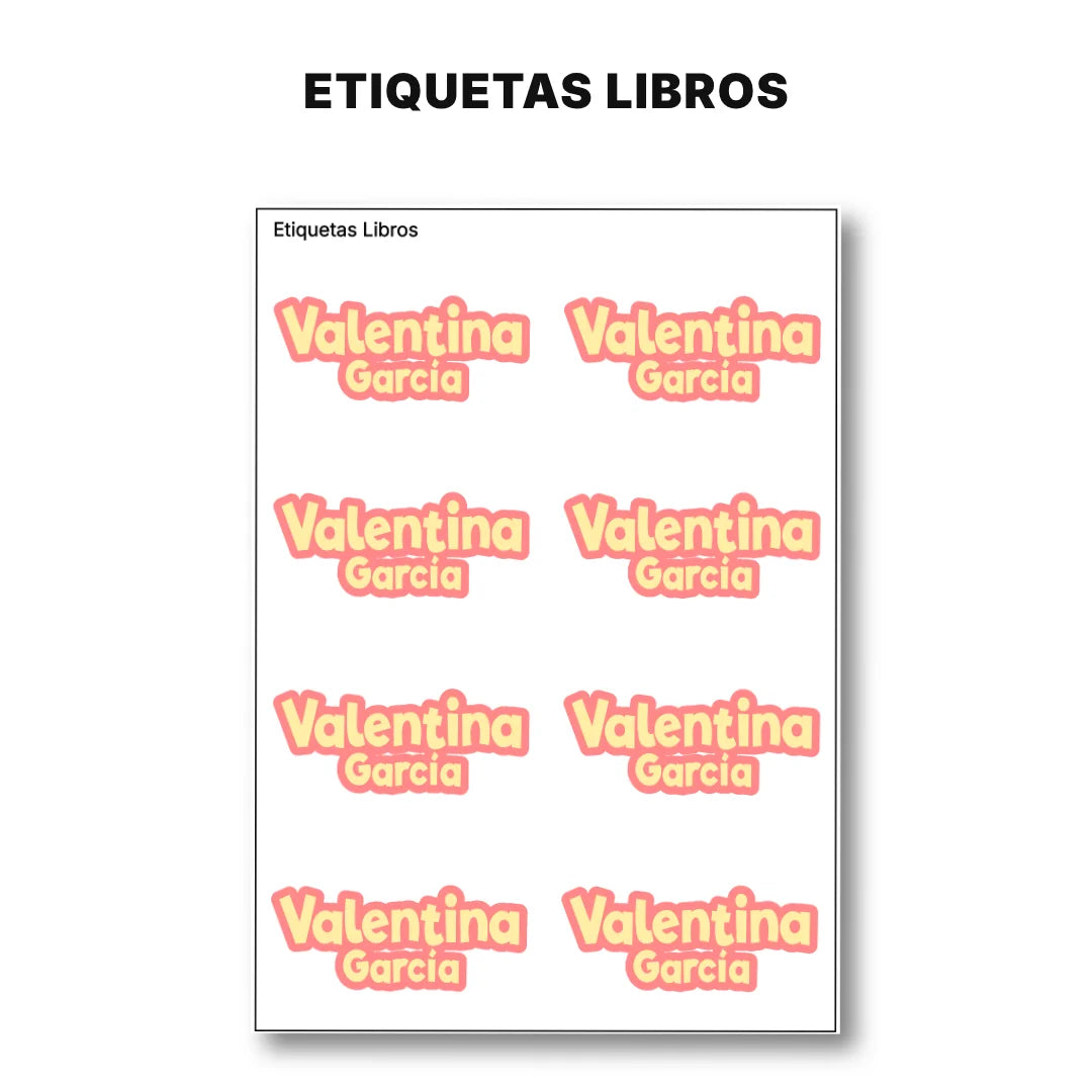 Pop Name Durazno – Etiquetas Escolares Personalizadas