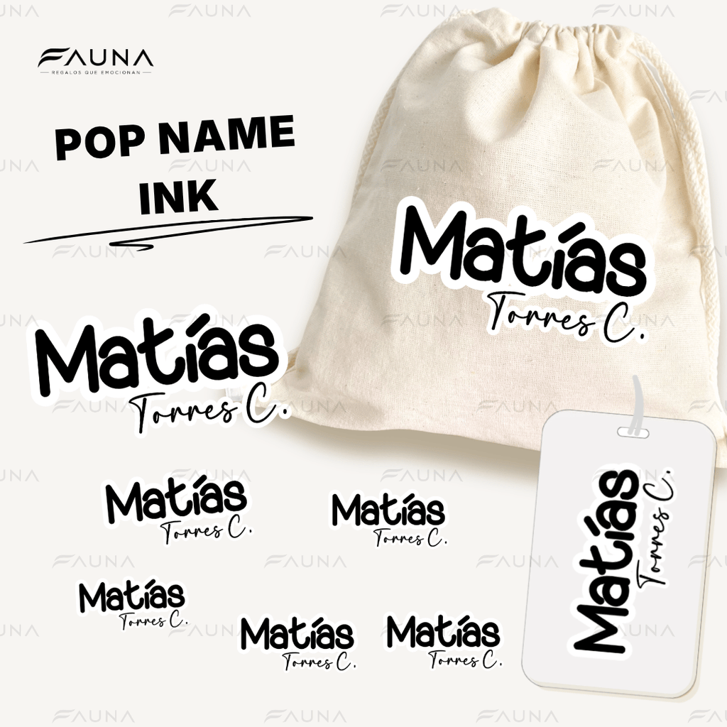 Pop Name – Ink ⚫️ - Etiquetas Escolares Premium Personalizadas