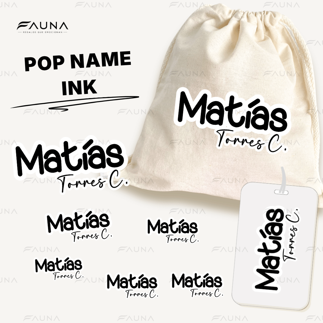 Pop Name – Ink ⚫️ - Etiquetas Escolares Premium Personalizadas
