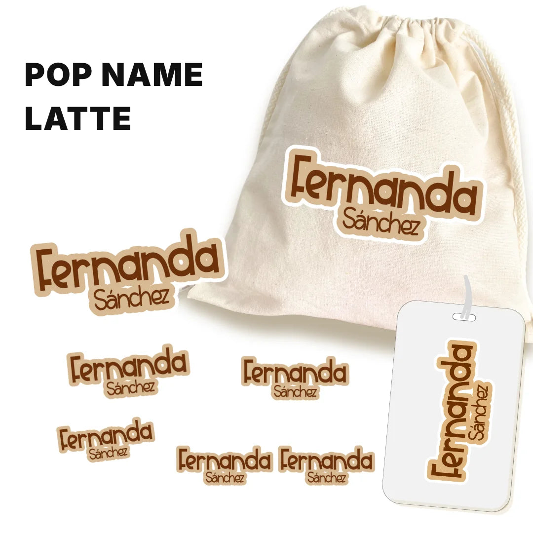 Pop Name Latte – Etiquetas Escolares Personalizadas