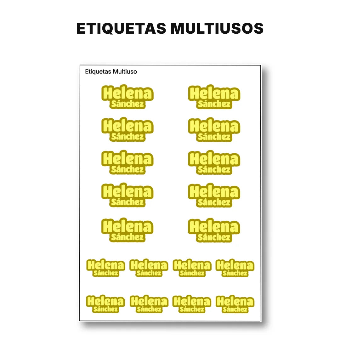 Pop Name Mostaza – Etiquetas Escolares Personalizadas