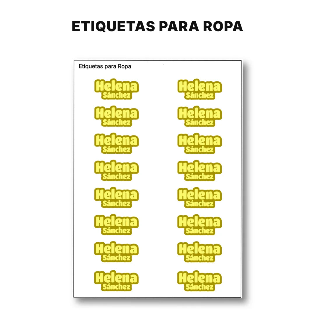 Pop Name Mostaza – Etiquetas Escolares Personalizadas