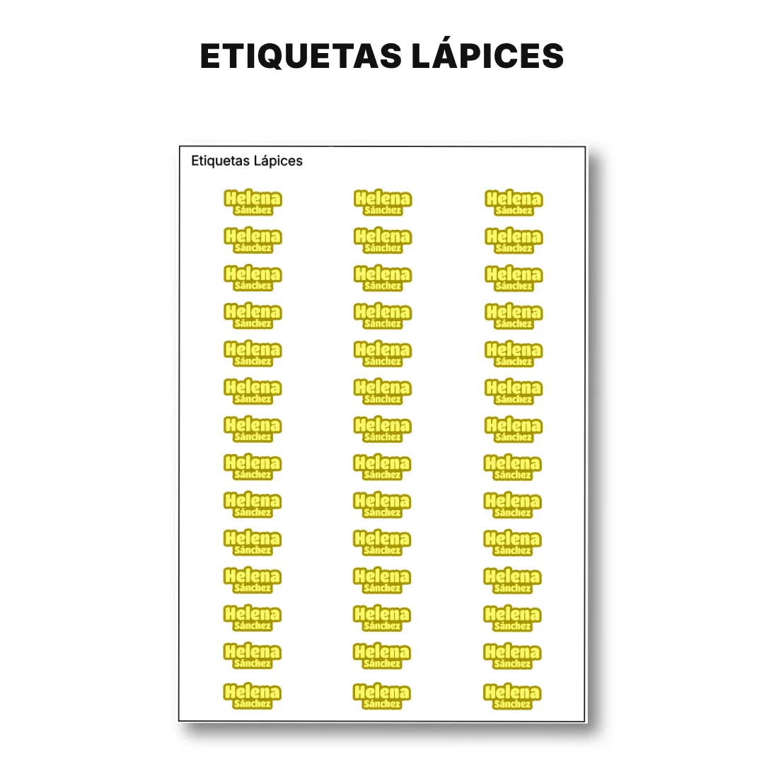 Pop Name Mostaza – Etiquetas Escolares Personalizadas