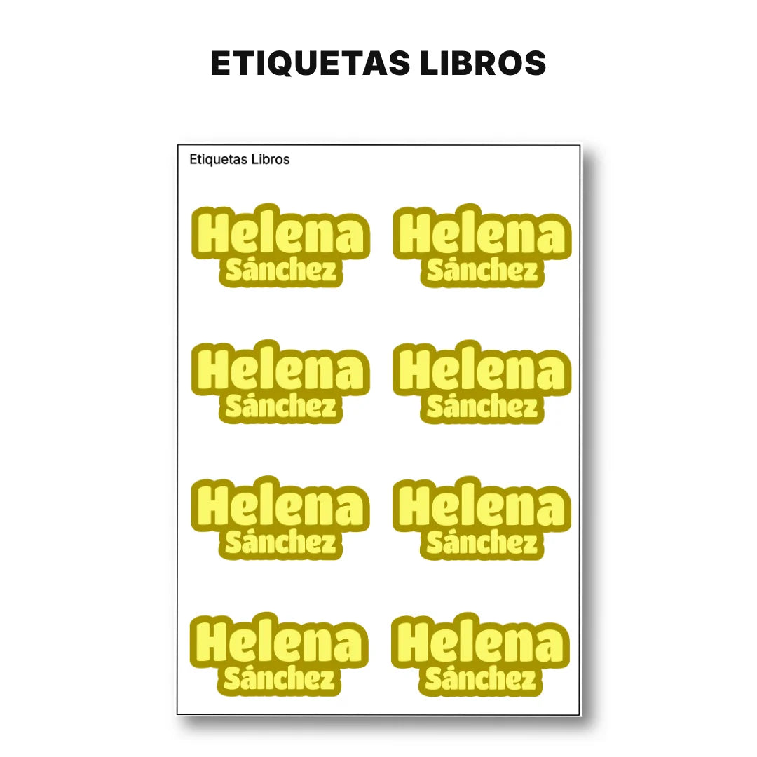 Pop Name Mostaza – Etiquetas Escolares Personalizadas