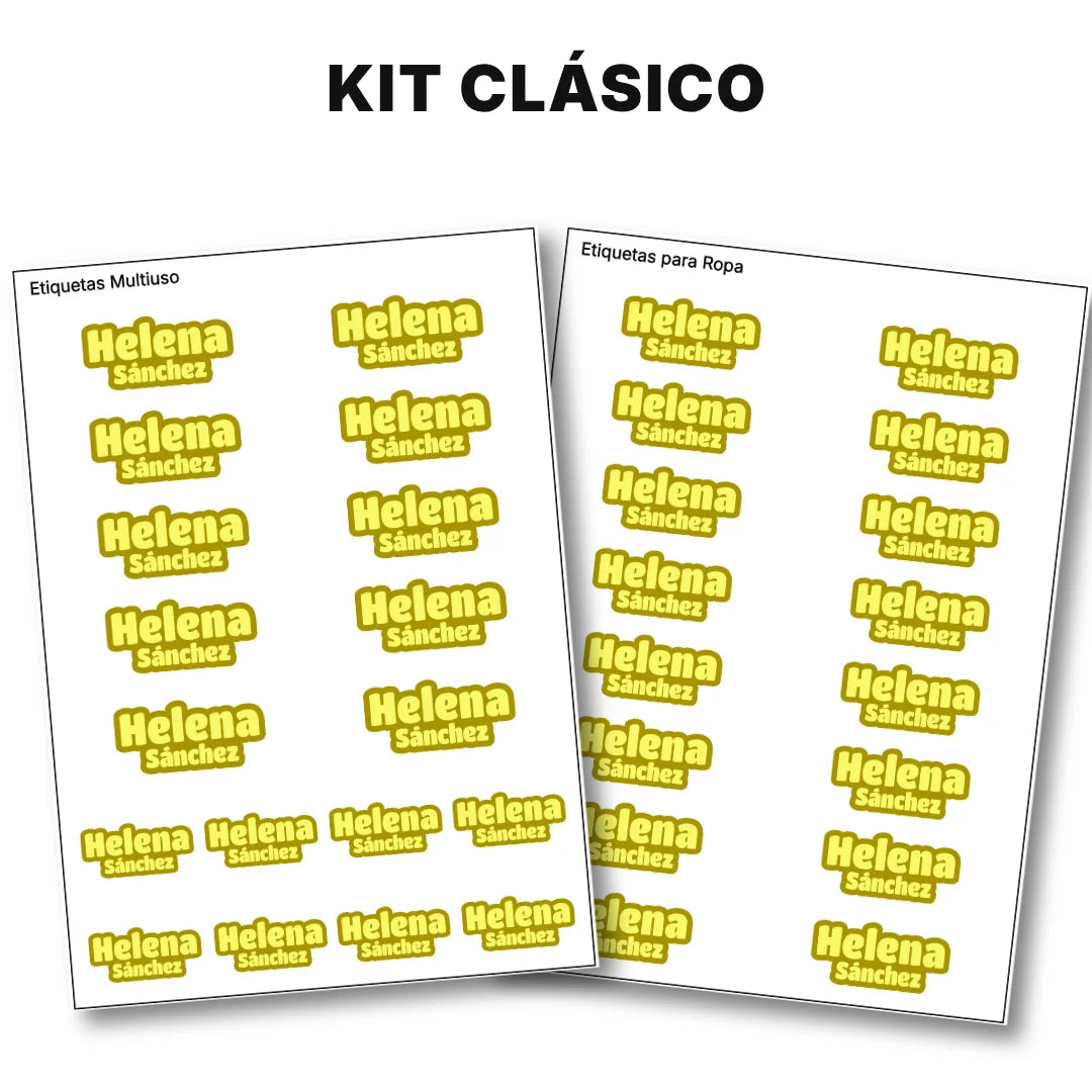 Pop Name Mostaza – Etiquetas Escolares Personalizadas