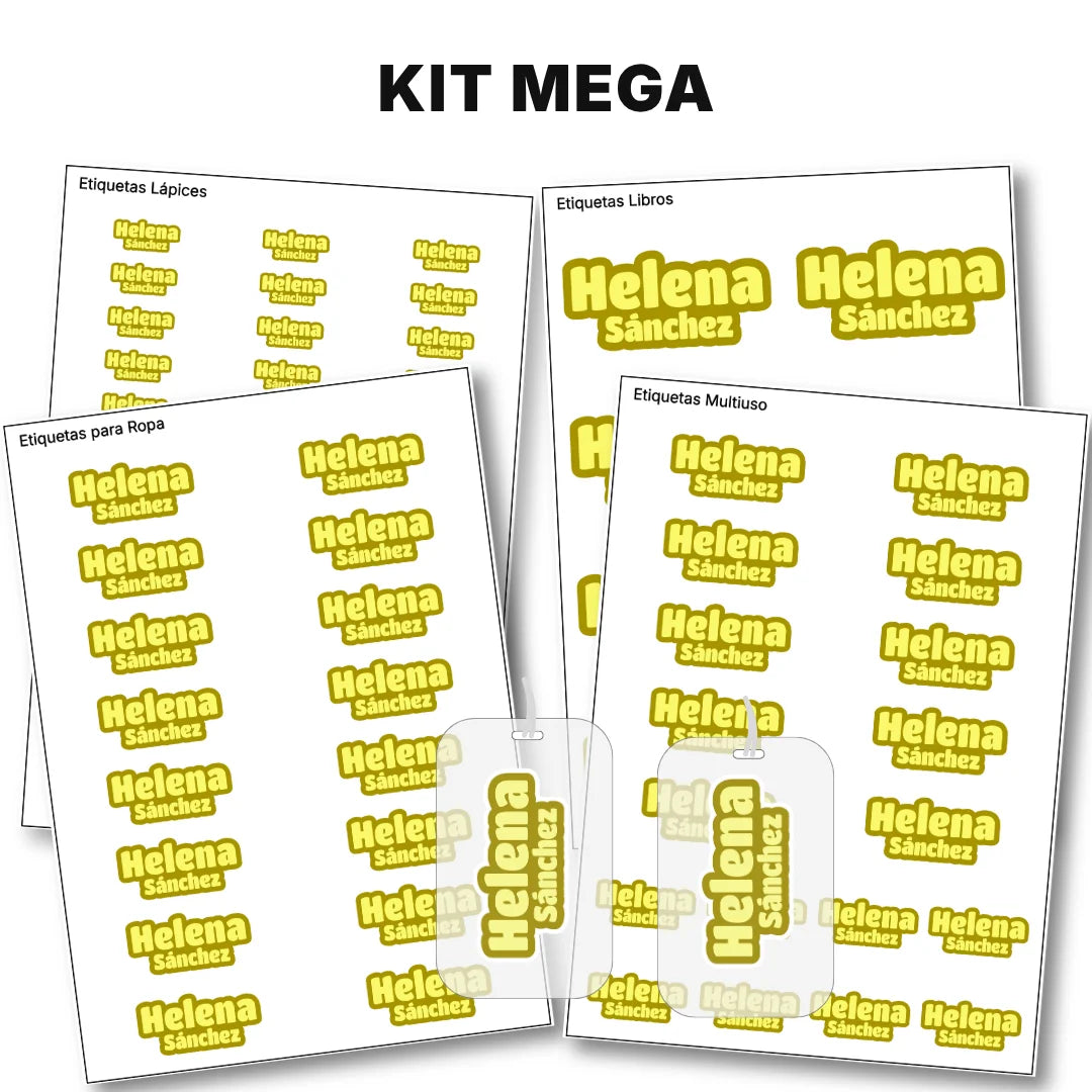 Pop Name Mostaza – Etiquetas Escolares Personalizadas