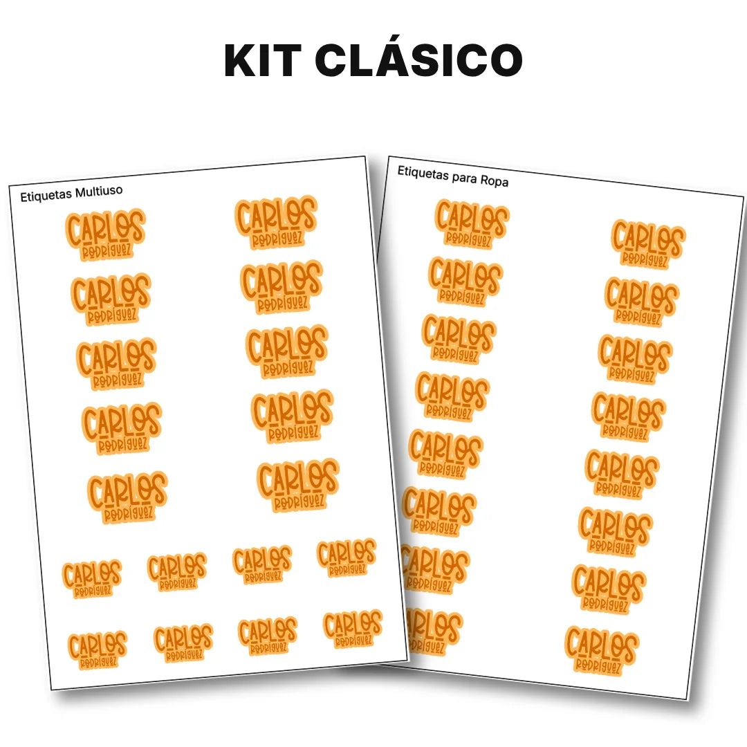 Pop Name Naranja – Etiquetas Escolares Personalizadas