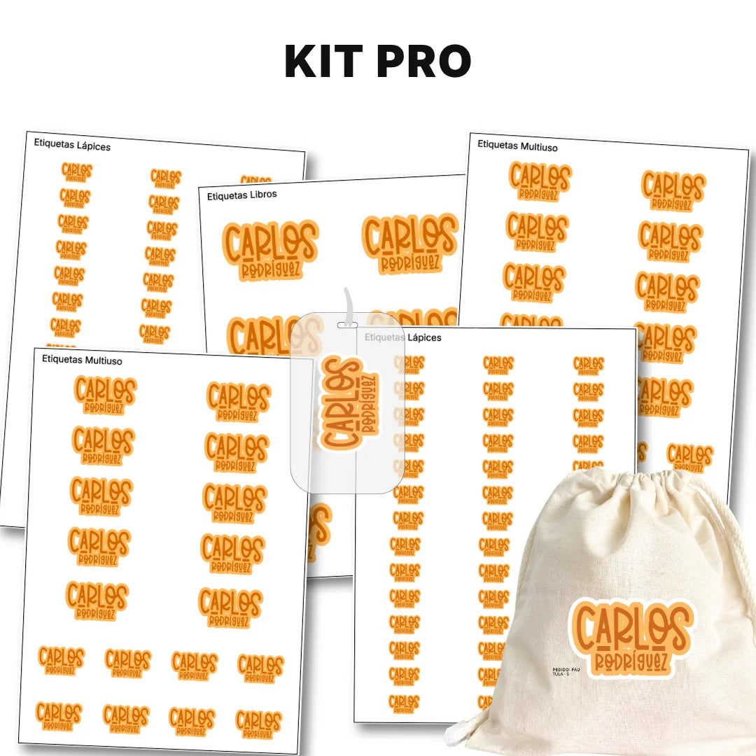 Pop Name Naranja – Etiquetas Escolares Personalizadas