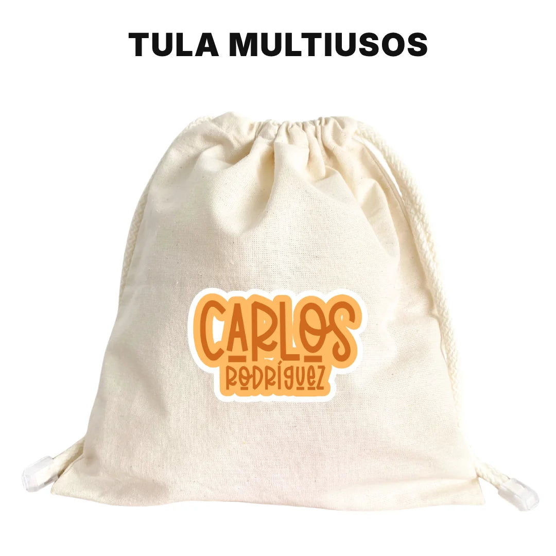 Pop Name Naranja – Etiquetas Escolares Personalizadas