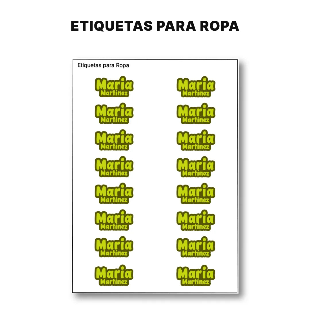 Pop Name Oliva – Etiquetas Escolares Personalizadas