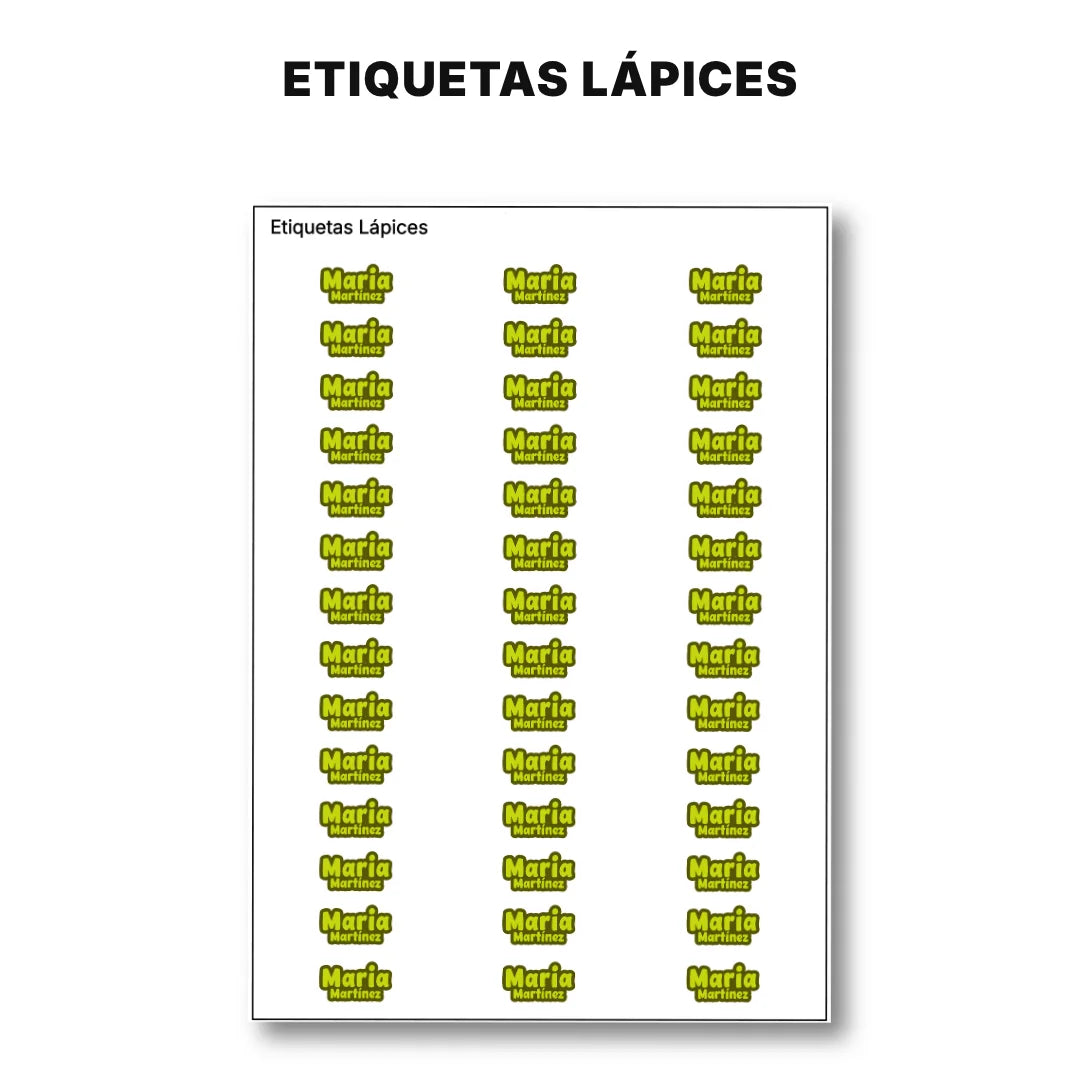 Pop Name Oliva – Etiquetas Escolares Personalizadas