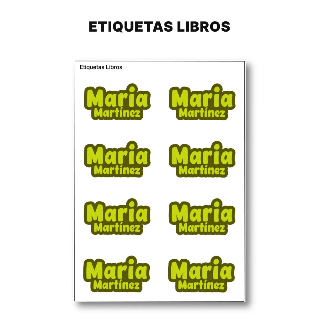 Pop Name Oliva – Etiquetas Escolares Personalizadas