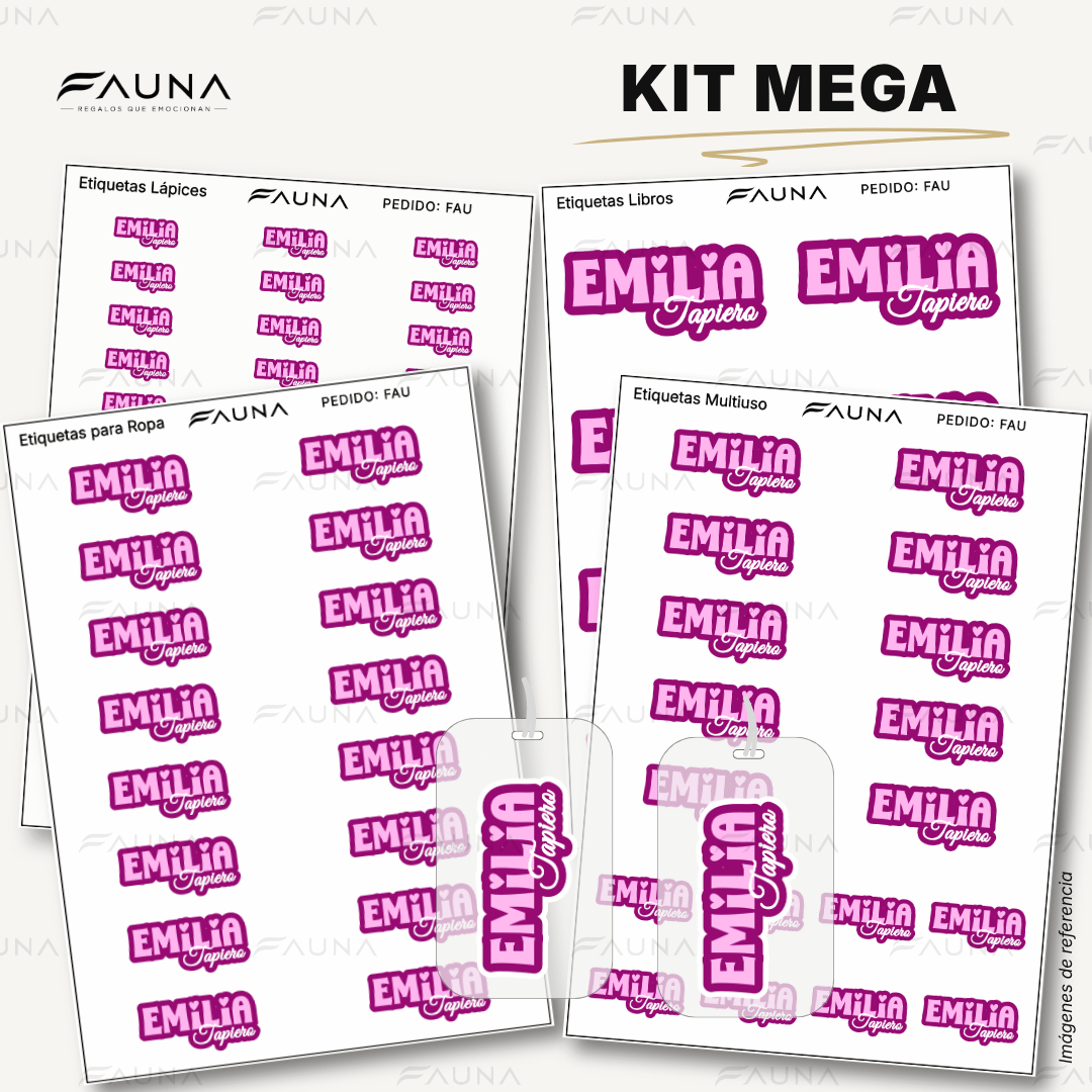 Pop Name – Pink 💖 - Etiquetas Escolares Premium Personalizadas