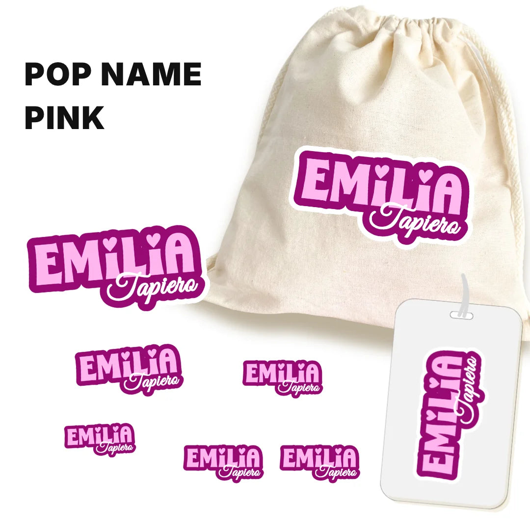 Pop Name Pink – Etiquetas Escolares Personalizadas