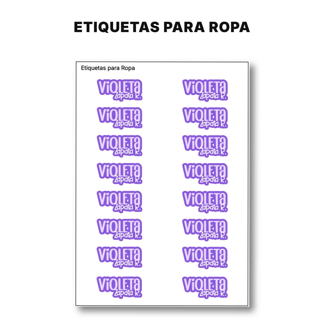 Pop Name Violeta – Etiquetas Escolares Personalizadas