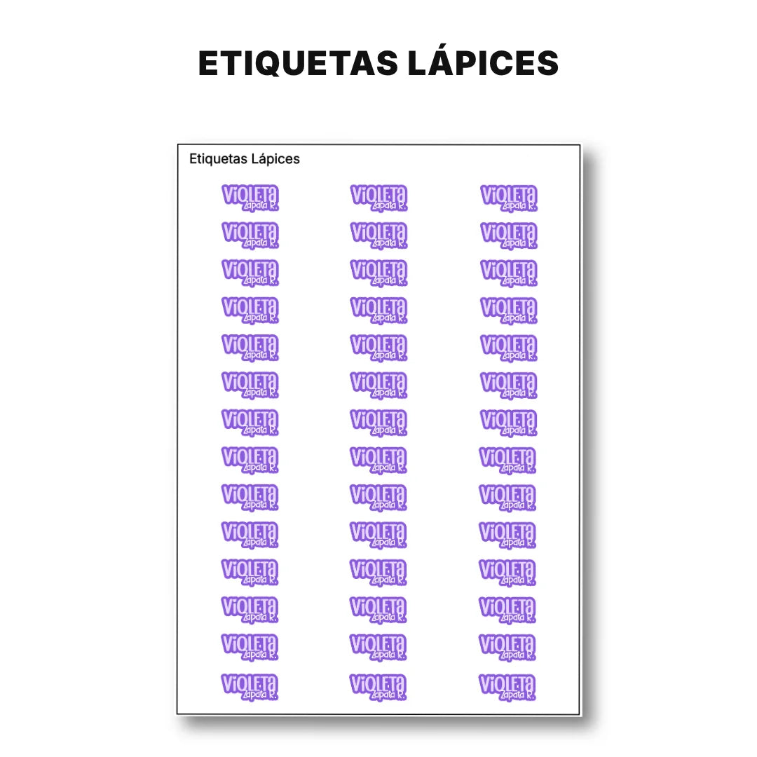 Pop Name Violeta – Etiquetas Escolares Personalizadas