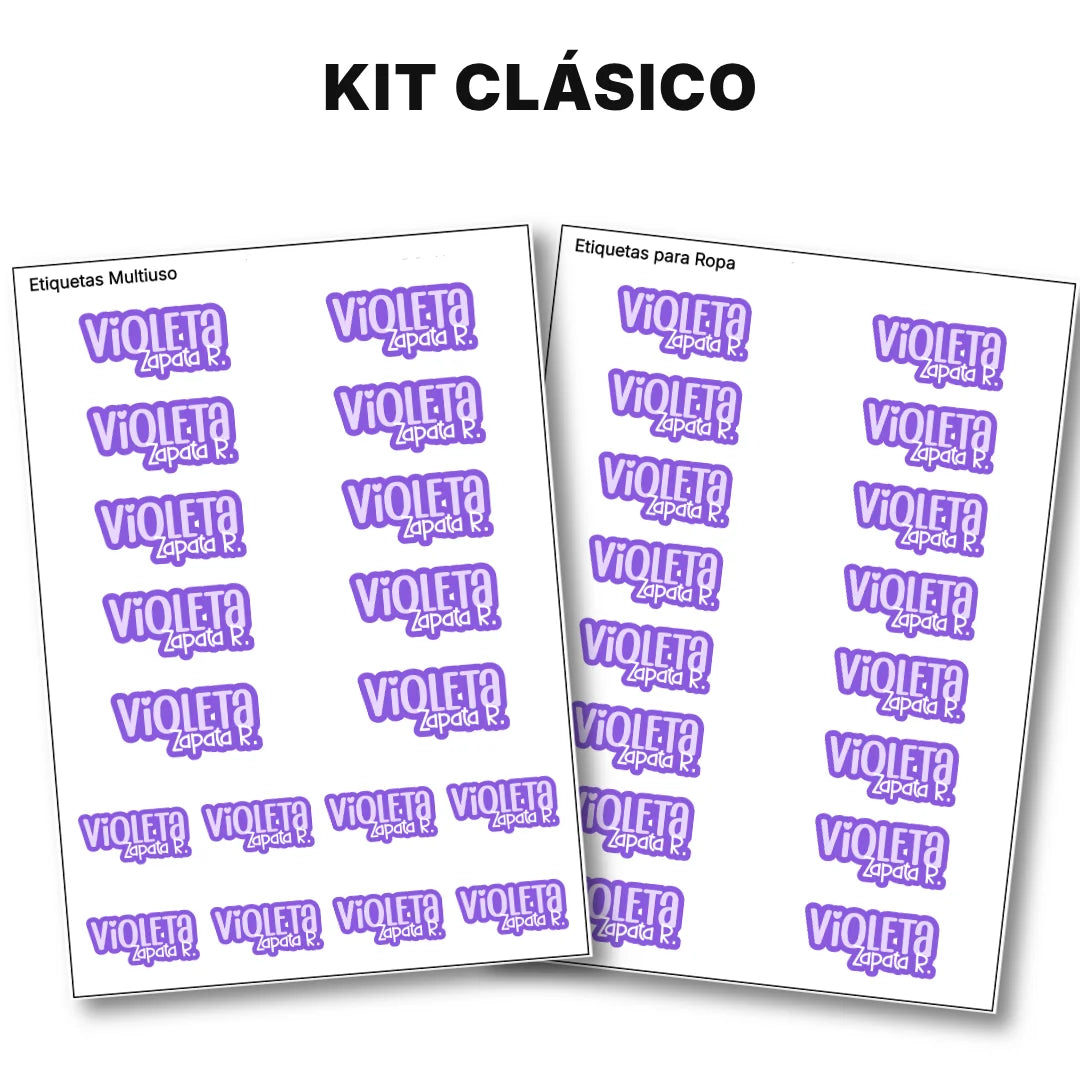Pop Name Violeta – Etiquetas Escolares Personalizadas