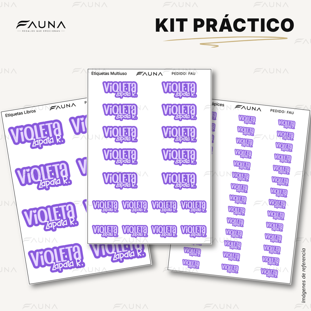 Pop Name – Violeta 💜 - Etiquetas Escolares Premium Personalizadas