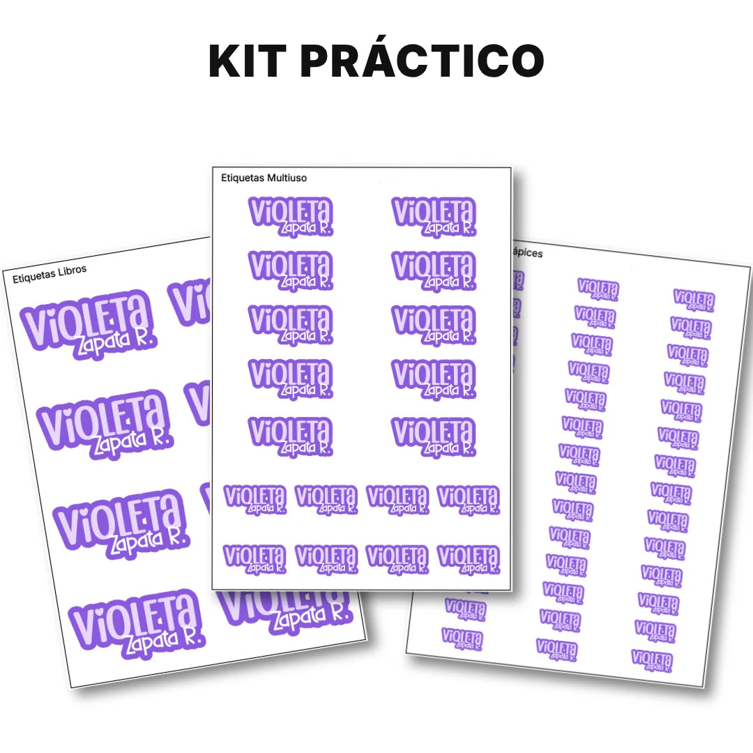 Pop Name Violeta – Etiquetas Escolares Personalizadas